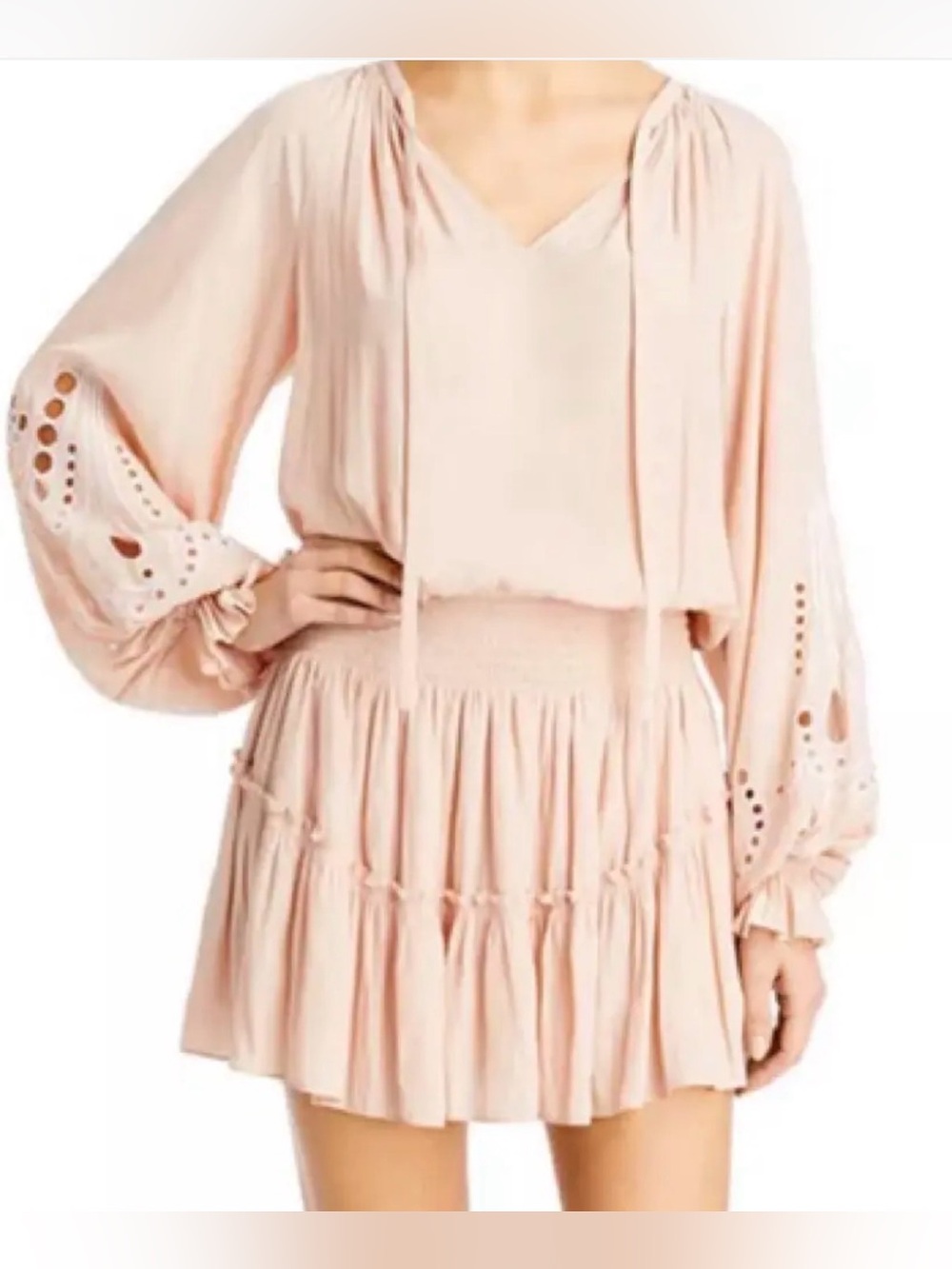 NWT Ramy Brook Merlin Peasant Dress with Eyelet Detail size M